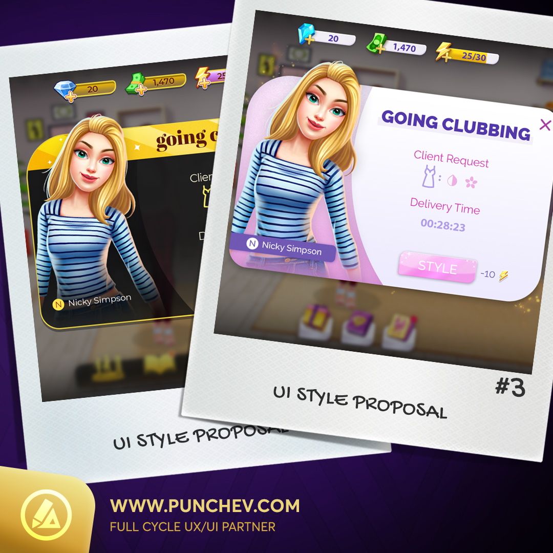 From Wireframes to Wow! 🌟 
Dive into the world of UI style exploration, where colors, graphics, and aesthetics collide to create a visually stunning fashion realm! 👩‍🎨 
#SuperStylist #Fashion #Wireframes #Design #Modern #Gamer #Custom #GameDev #UI #UX #UXUI #Mobile #Gaming