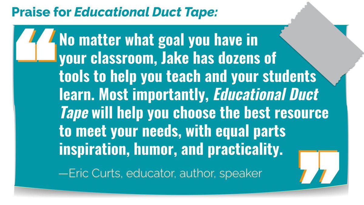 ⚖️ Equal parts
💪 Inspiration
🤣 Humor
👨‍🏫 Practicality

Coming from the ever-inspiring, funny, and practical @EricCurts? 😊

➡️ #EduDuctTape: An #EdTech Integration Mindset

🔗 amzn.to/41AoiUV
#GoogleEdu #GoogleWorkspace #gSuite #GoogleET #TeachWithChrome #GEGOhio