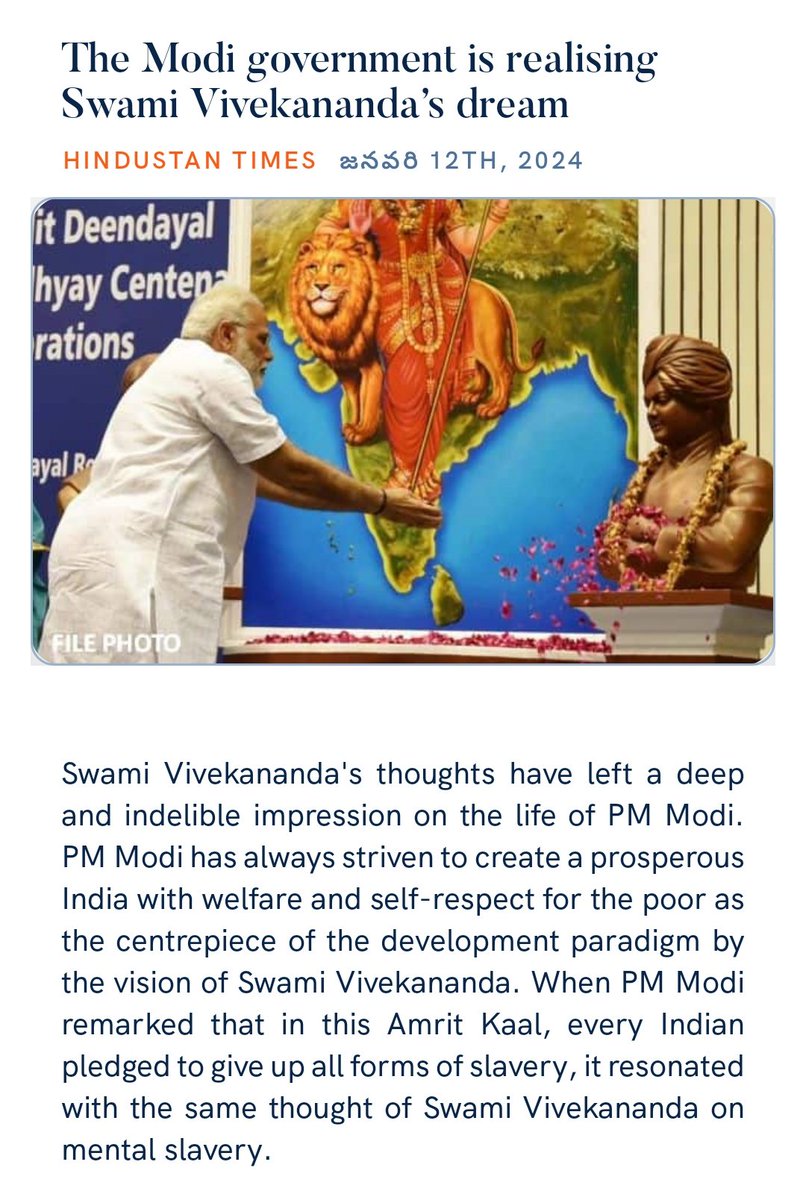 MannuKumar68's tweet photo. The Modi government is realising Swami Vivekananda’s dream 
https://t.co/smECyvEyGk via NaMo App https://t.co/i14pSYdhqj