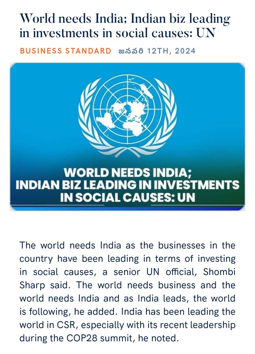 MannuKumar68's tweet photo. World needs India; Indian biz leading in investments in social causes: UN 
https://t.co/LfD1TNw2Z2 via NaMo App https://t.co/shQuJrEDD2