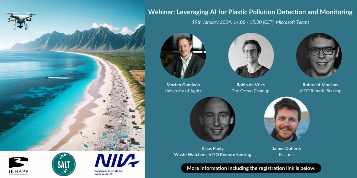 🗓️🤩Webinar coming up: 
"Leveraging AI for Plastic Pollution Detection and Monitoring" 

Join us on Friday January 19th to learn more about #AI -powered remote sensing and its revolutionary role in detection and monitoring of #plasticpollution!  

ikhapp.org/news-and-event…