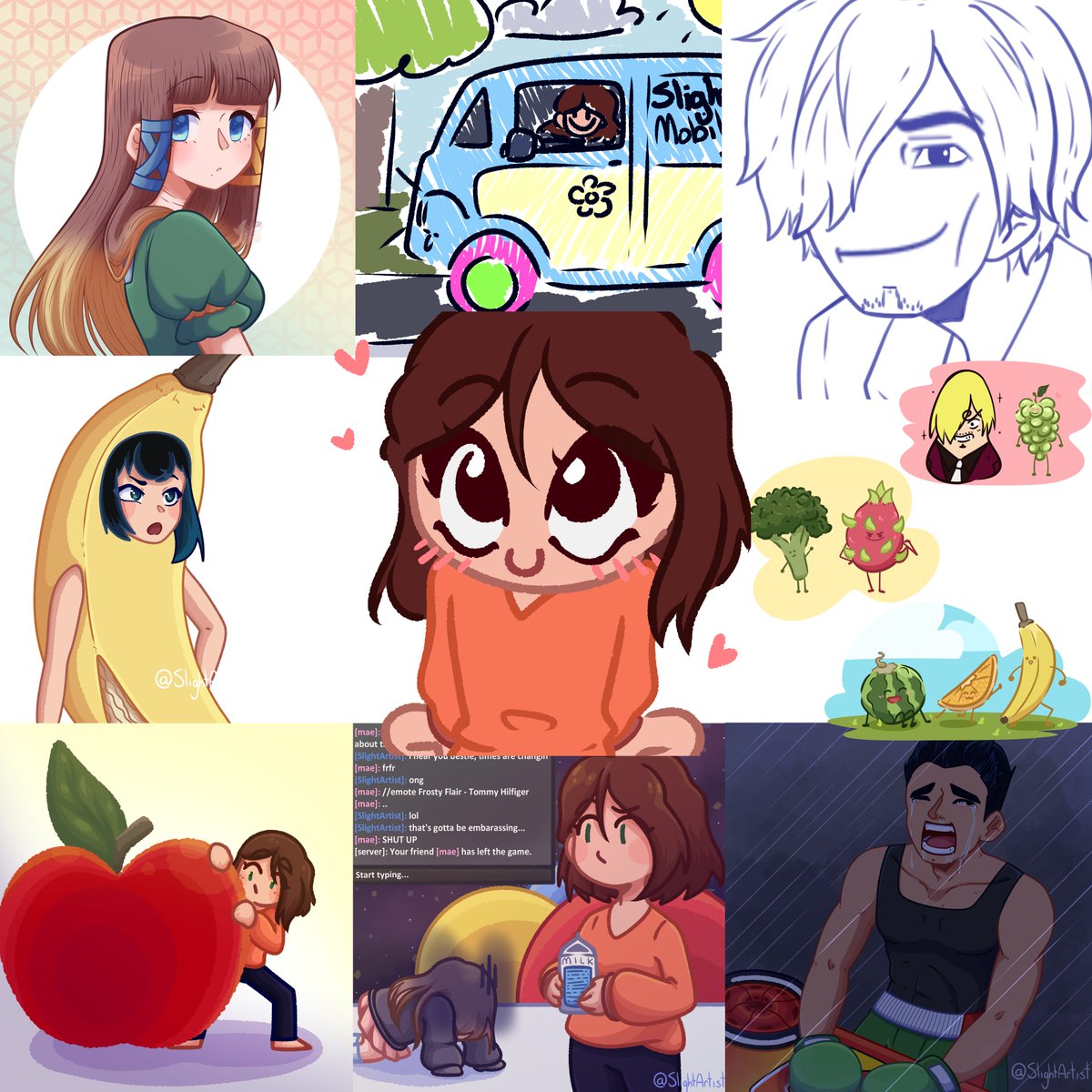 SlightArtist's tweet photo. oh right, i guess i can post my art vs artist thing here too.
skill-wise, i made very little progress in 2023.
let's shoot for the same this year cause change is scary
#artvsartist2023 #artsummary2023 https://t.co/jm1WjKTyuW