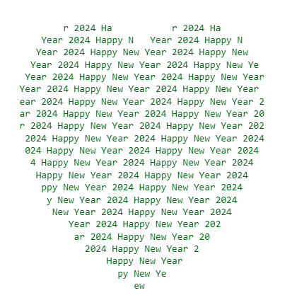 tan2108's tweet photo. Fun Python Code for New Year 2024!🥳🎇 https://t.co/3Rzj2TDoGH