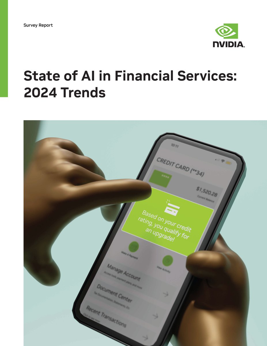 The @nvidia 2024 report, essential for visionary leaders in finance, explores AI's role in boosting efficiency, risk management, and customer service. My contribution, providing two insights, underscores AI's transformative potential. Blog and report > bit.ly/3HeHWgu