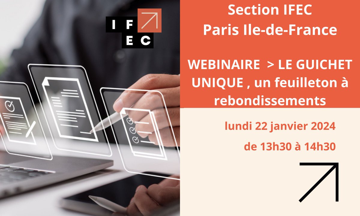 💥La section <a href="/IFECParisIDF/">IFEC PARIS Ile-de-France</a> vous propose un nouveau #webinaire sur "le #GUICHETUNIQUE, un #feuilleton à #rebondissements". 

📅 le lundi 22 janvier 
⏲ 13h30 à 14h30. 

Animé par <a href="/Sandrine3ECS/">Sandrine Cohen Solal</a> et Lionel BENGHOUSI. 

Plus d'informations et inscription
👉vu.fr/Nned