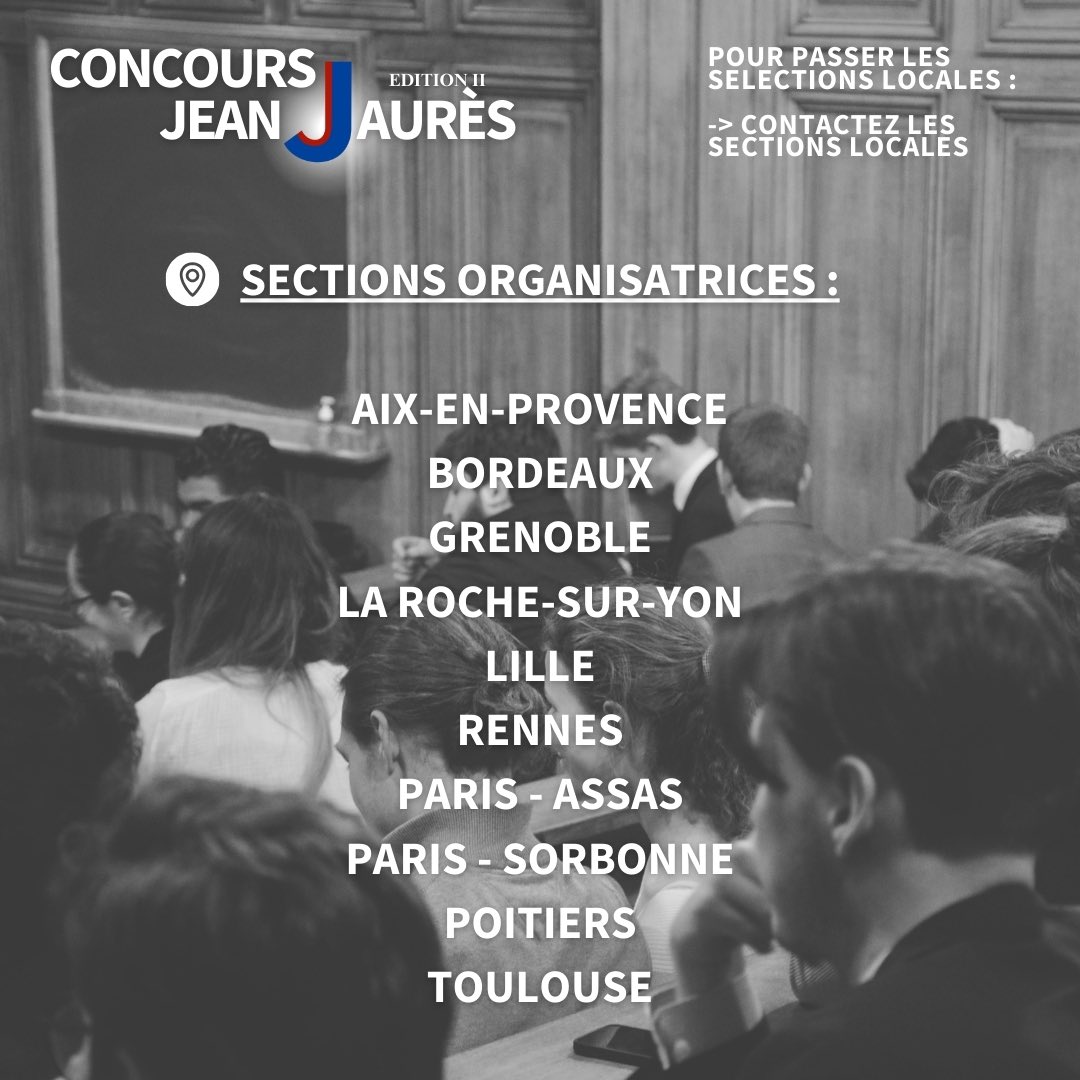 ParlementEtudia's tweet photo. 🎙️✨ Concours d'Éloquence Parlementaire Jean Jaurès - Edition II 

Partout en France, participez aux sélections locales et tentez de devenir le gagnant ou la gagnante de votre section pour accéder à la grande finale nationale le 13/04/2024 🇫🇷🌟 https://t.co/64WXskrwmK