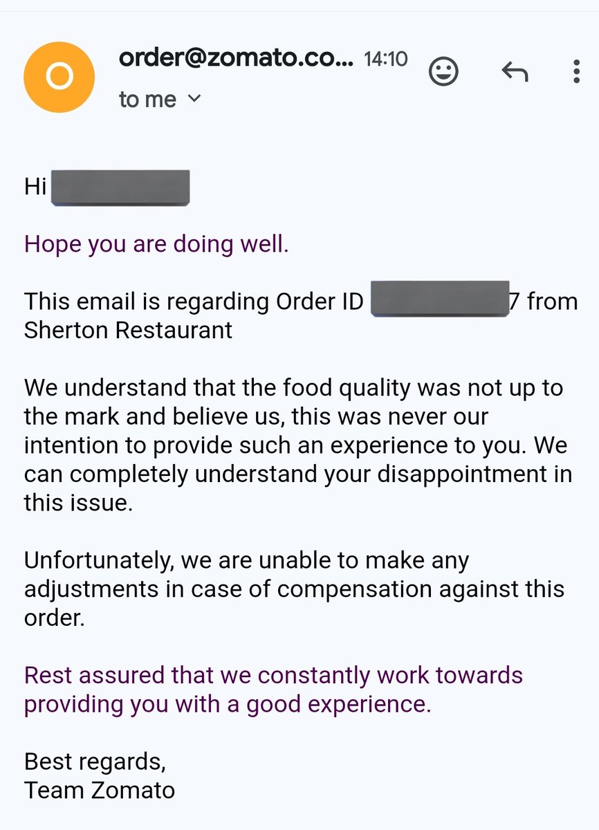 yourArjunReddy's tweet photo. @zomatocare See
How @zomato misleading on social media posing as to rectify or resolve in real sense its not true. 
One day, @zomatocare would stand in front of the court of law.
@abntelugutv @ndtv @washingtonpost @nytimes 
@BBCNews 
@PTI_News 
@ANI https://t.co/nkFLqsKIv5
