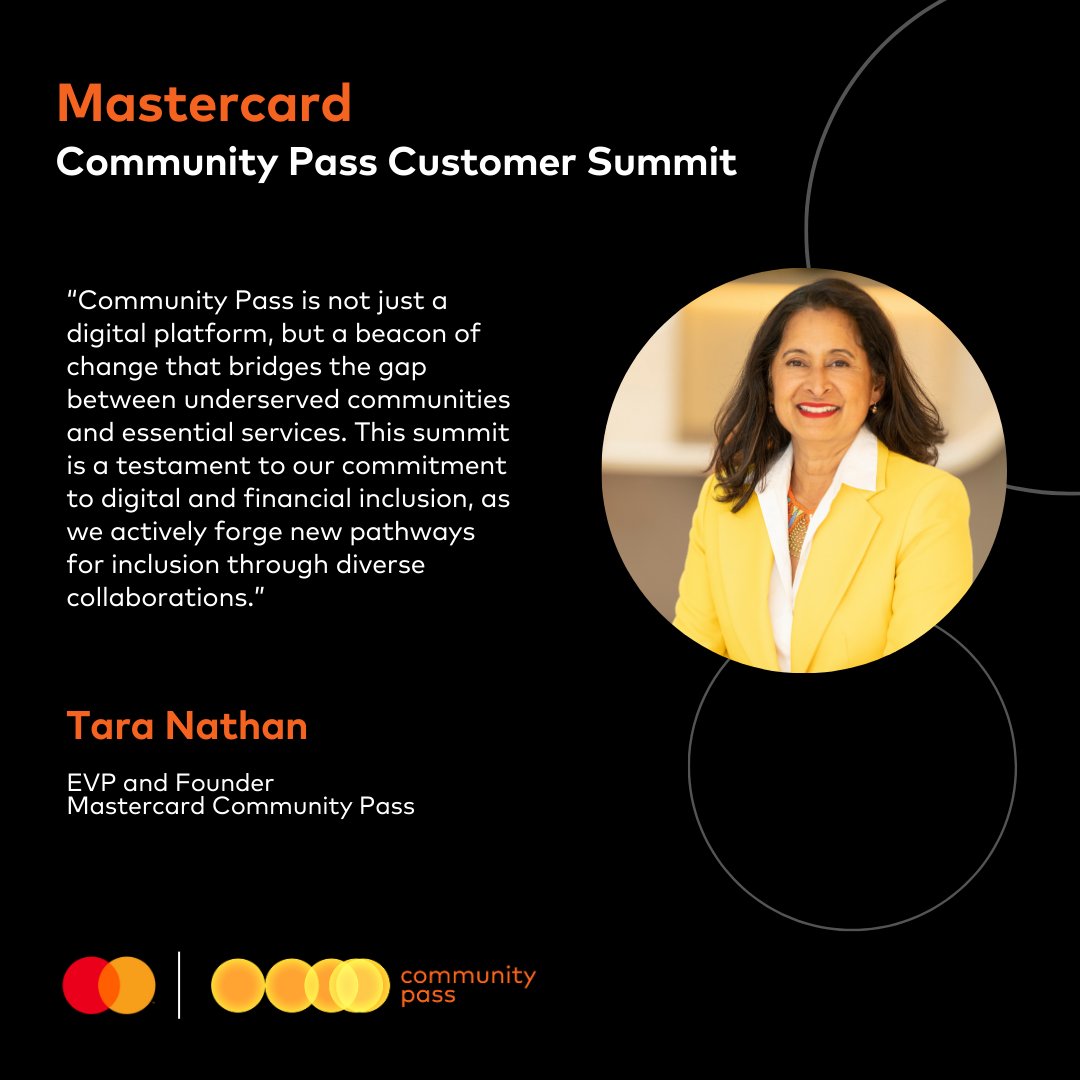 MastercardSSA's tweet image. Furthermore, Tara Nathan, EVP and Founder of Mastercard Community Pass underscored the event&apos;s transformative potential during her engagements at the 2nd annual Community Pass Customer Summit. #CommunityPass