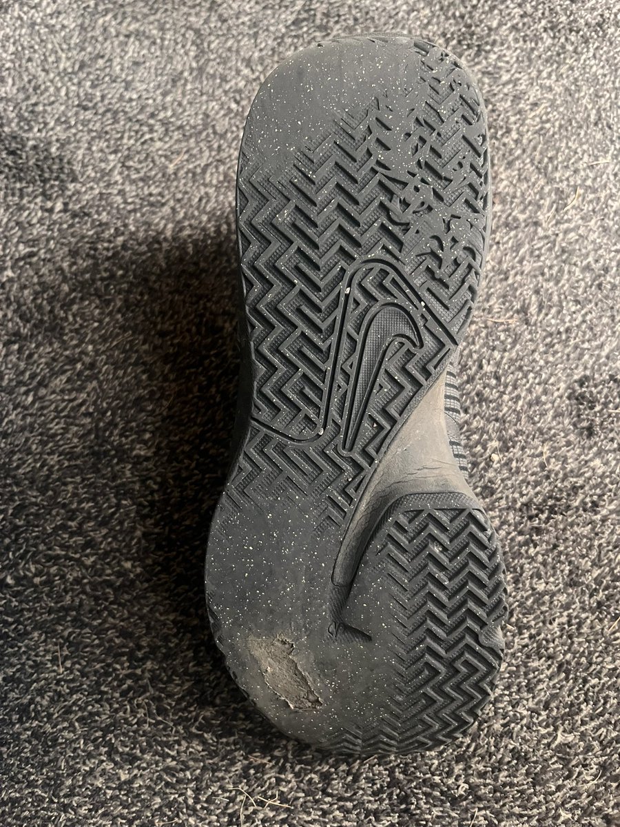 Absolutely shocked at my @nikestore shoes. Bought in July and within 6 months they have a hole through to the air cushion Been wearing Nikes for years and never worn through to cushion even after 3 years with a pair