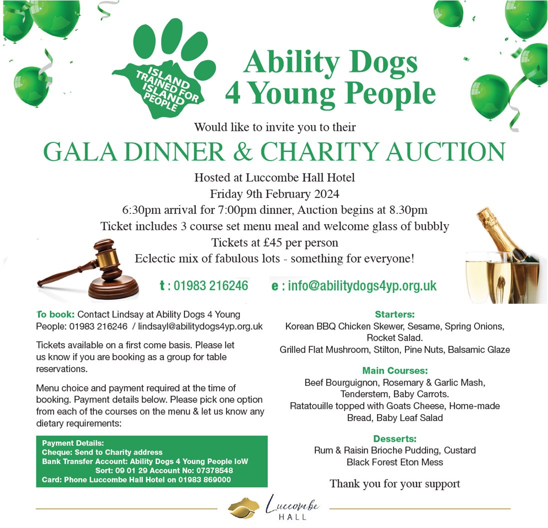 Tickets still available for our Gala Dinner &amp; Auction! Tickets include a glass of bubbly, a 3 course meal and the chance to bid on some fantastic lots including perfume, jewellery, toys, games and art pieces as well exciting Island experiences 🐾