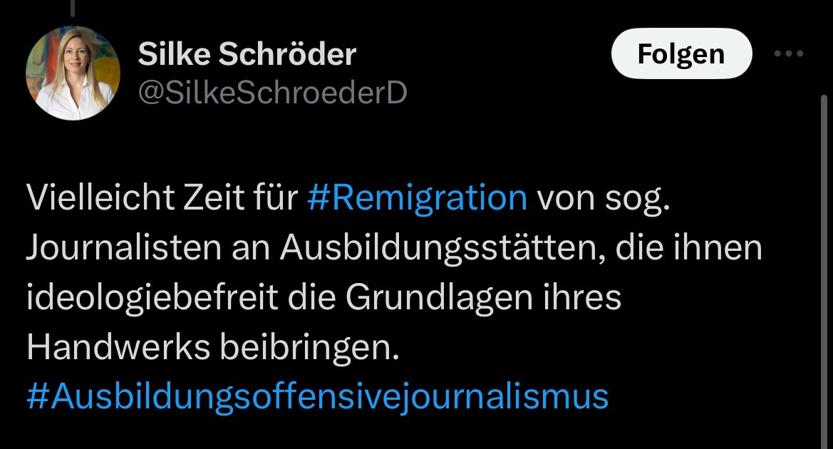 ElyaMConrad's tweet photo. Okay, wir sind soweit: Eine Teilnehmerin des AfD Treffens Silke Schröder fordert nun offen die Deportation von unliebsamen Journalisten, aufgrund der Berichterstattung über das Treffen. Sie ist im Vorstand des Verein „Deutsche Sprache“. Das ist alles einfach nur noch unfassbar. https://t.co/tBloIjwyw3