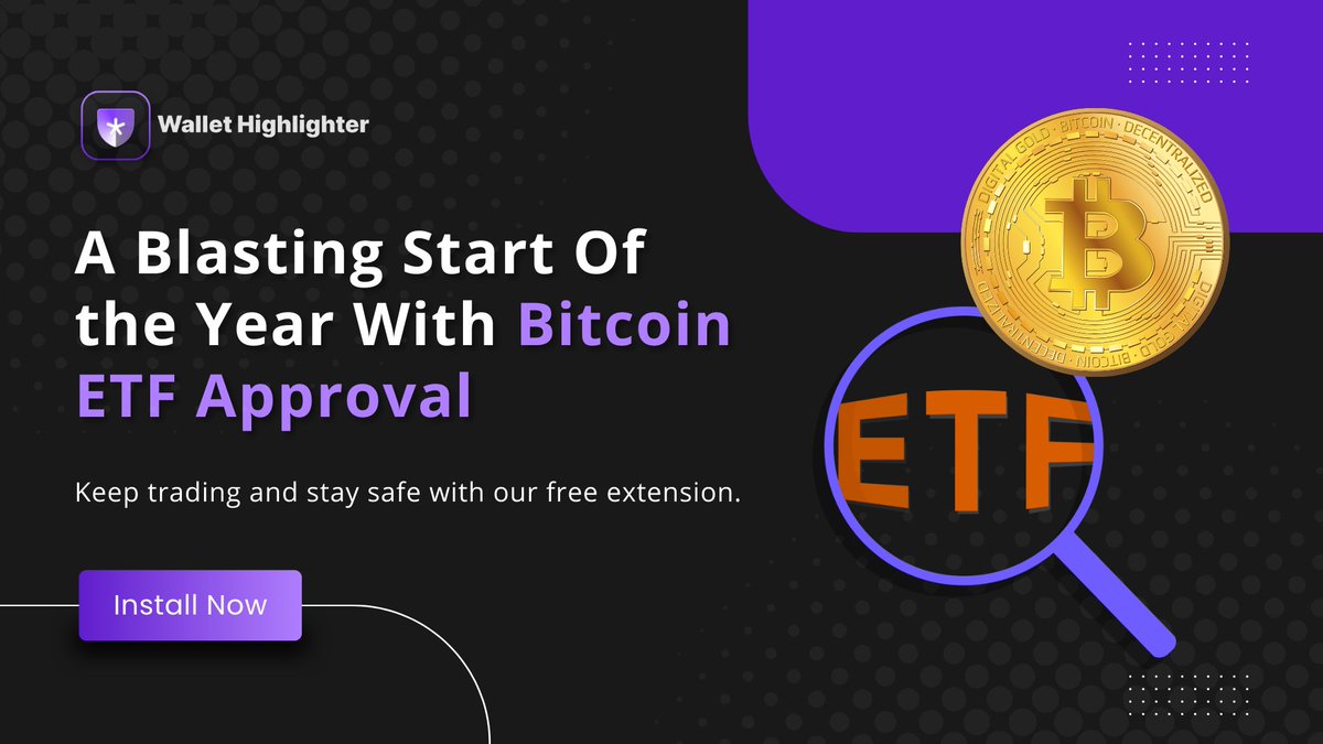 #BitcoinETF approval is going to drive huge attention to the #cryptomarket  

 ✅Keep trading safe with our free extension!

🔗wallethighlighter.com

#BitcoinETF #CryptoNews