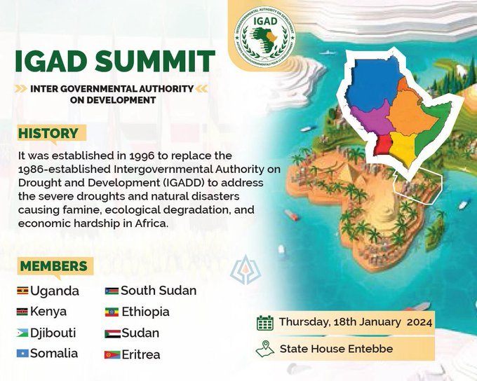 Uganda will host IGAD summit  on 18th January 2024.  Everything is set for the summit.
#IGADSummitUg2024