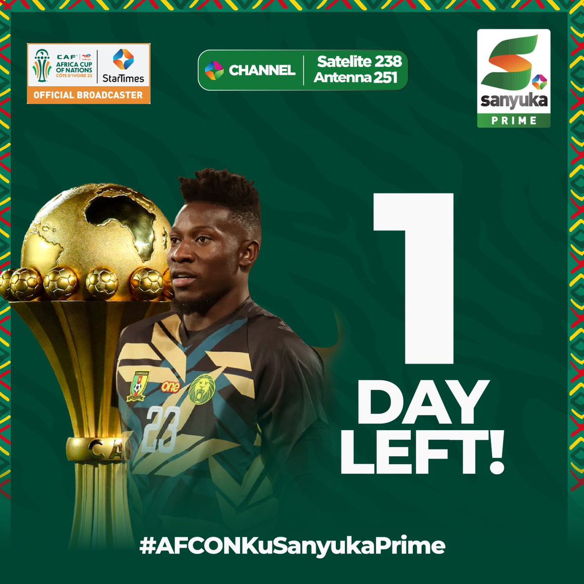 1 day until #AFCON2023    Who is that player you can't wait to see? I can't wait to see what Osimhen can do for Nigeria!

#AFCONKuSanyukaPrime
#NBSportUpdates