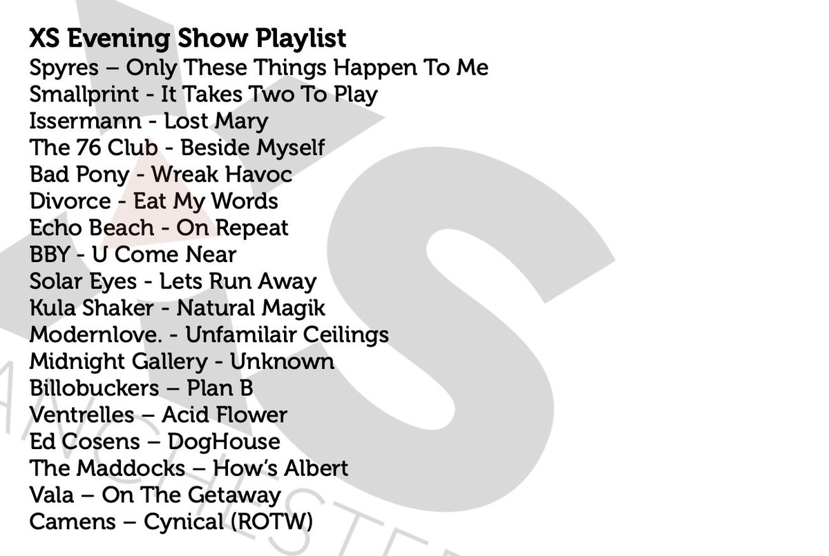 Mr_Jimbob's tweet photo. Here. We. Go.

A lovely sight for new music lovers... all the fresh stuff getting a spin on @XSManchester #XSEveningShow next week.

News ads for @BILLOBUCKERS @Ventrellesound @edcosens @TheMaddocksBand @VALAmanchester and its @camensuk new tune 'Cynical' that's my ROTW!  📻❤️ https://t.co/Hrie04vkQe