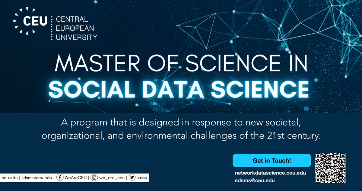 Are you interested in master studies in Social Data Science? 👉More details about our programs: bit.ly/3fY56hm. ⏰Application deadlines: Feb 1, 2024 - if you seek financial aid*. Mar 15, 2024 – if you do not seek financial aid, but need a study visa to study in Austria.