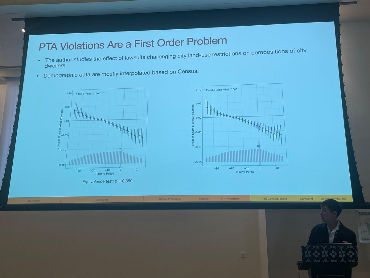 An enjoyable presentation from Albert Chiu asking if all these new DiD estimators change findings compared to TWFE. Their take: no, not really. Most findings are the same /w new models.

Does this mean I will stop trolling TWFE? 

#polmethAD