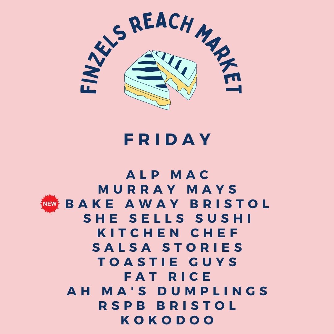 FinzelsReachMkt's tweet photo. Well done, you've made it to Friday! ⁠
⁠
Reward yourself with a tasty lunch made by one of our local traders. Plus, don't forget to grab some weekend bread and savouries from new bakery Bake Away Bristol.⁠
⁠
See you at 11am!⁠
⁠
#Bristolevent #LunchinBristol #local
⁠ https://t.co/wXAdaMFmVr