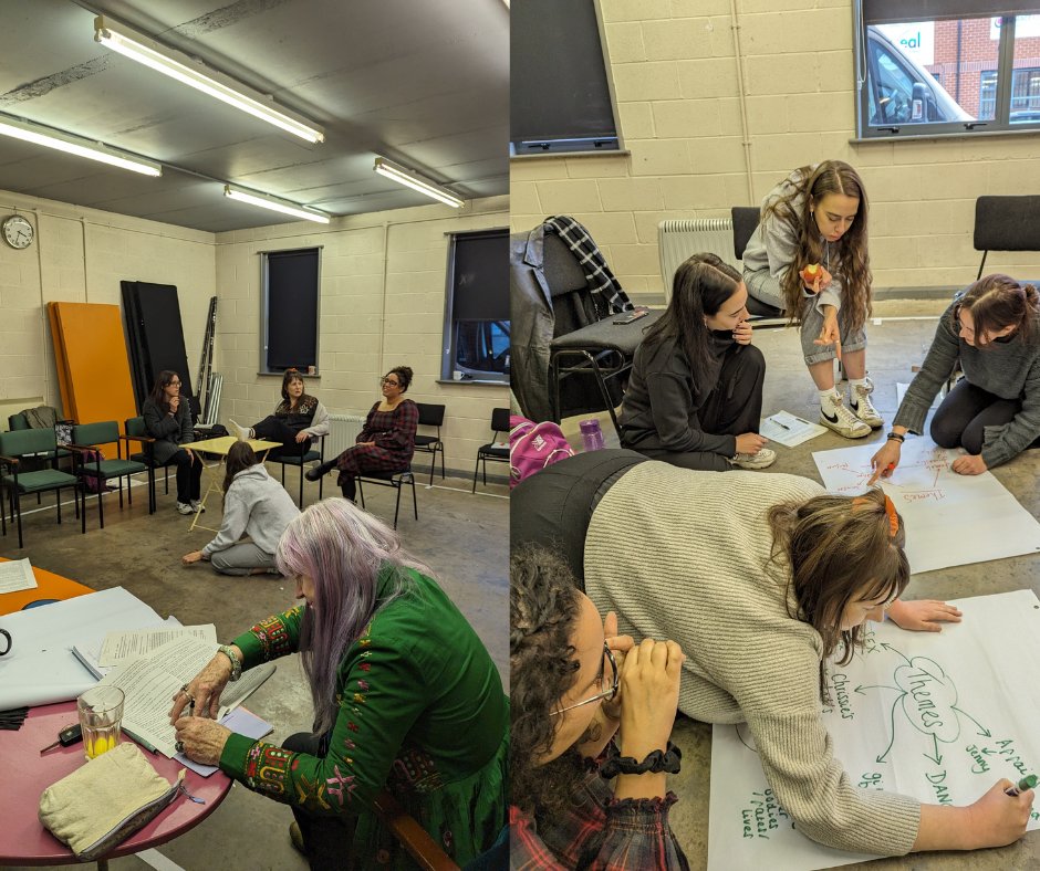 NPtheatre's tweet photo. Today is the second of 3 script development days for one of our #OpenPitch participants, Susie Brighouse✍️
Set in the 60s and 80s, 'Black Diamond Dancers' follows a group of female friends in a jive club with the backdrop of the miner's strike and political tensions at the time. https://t.co/fSvQutFSkd