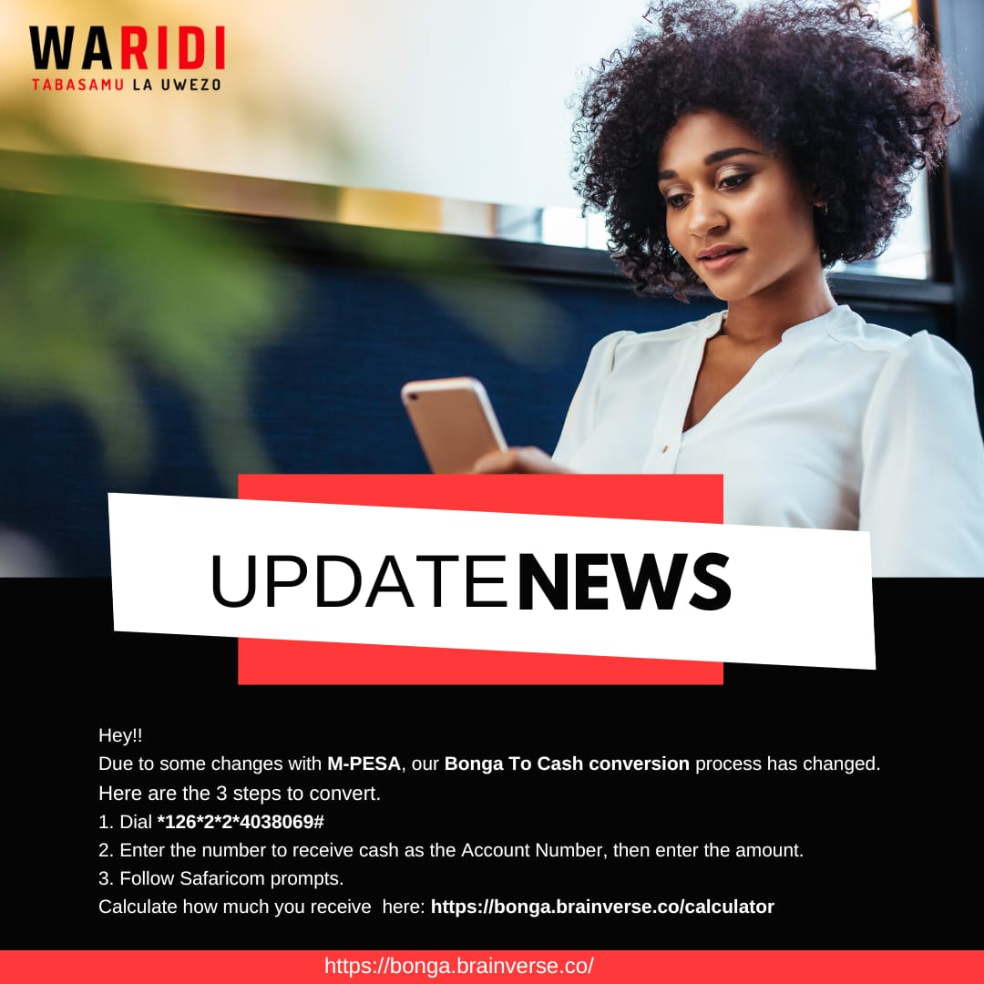 Explore the latest updates in bonga points conversion, unlocking new benefits and opportunities for users to maximize their rewards.😃
#brainversebonga 
#waridi 
#wariditabasamulawezo