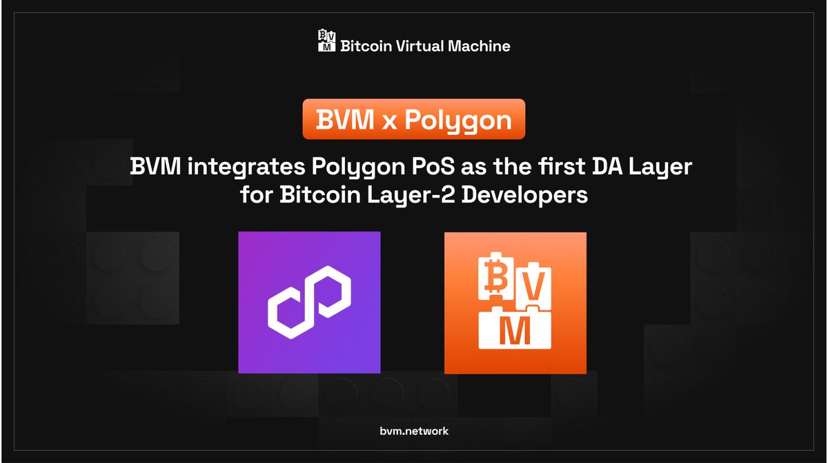 BVMnetwork's tweet photo. BVM has integrated @0xPolygon as the first Data Availability Layer for Bitcoin Layer-2 developers

BVM is a meta-protocol that lets builders launch their own Bitcoin L2 blockchains, utilizing Polygon PoS as a DA layer

Hence solving the scalability constraints on #Bitcoin https://t.co/KLnpBqECzt