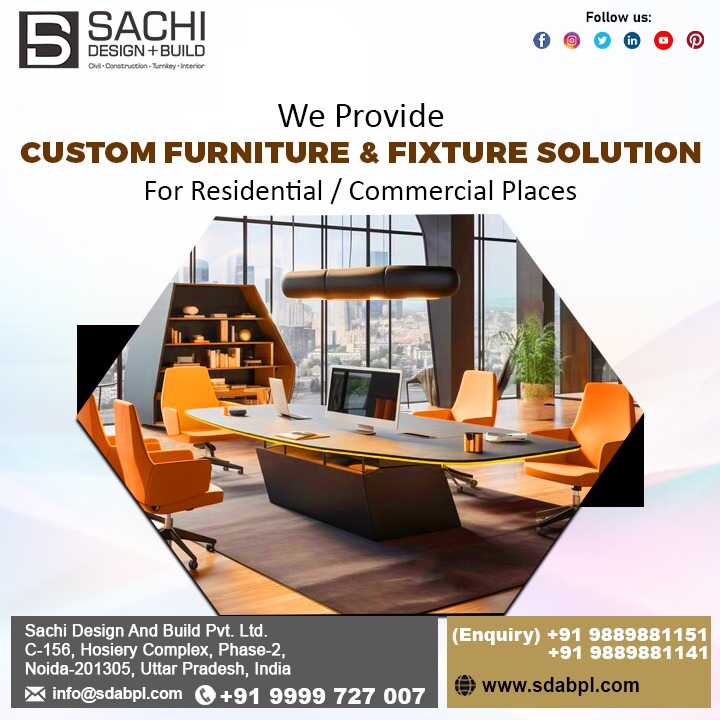 Discover the pinnacle of style and utility with custom furniture and fixture options from Sachi Design And Build. These pieces are expertly made for both residential and commercial settings.
#residentialinteriors #UniqueCraftsmanship #TailoredSolutions #FunctionalDesign #SDABPL