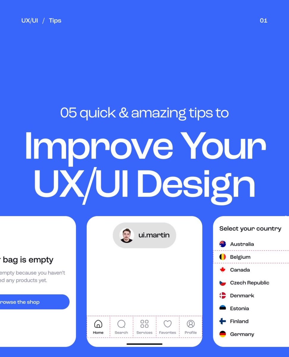 Nelsonyolemi1's tweet photo. UI/UX Designer, take a look at this article: 05 Quick and Amazing Tips to Improve Your UX/UI Design. It will be useful to you in one way or another.

Credit: @uxuimartin 

Retweet For Others ❤️ https://t.co/iW0Br2z6lU