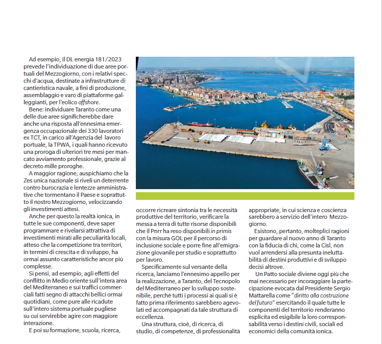 CislTaBr's tweet photo. #Ust @gianfr_solazzo Il nuovo anno a #Taranto è caratterizzato da incertezze e vuoti da colmare perché ne siano risolte le criticità produttive, occupazionali e sociali #economia #lavoro #formazione #welfare #ambiente #ricerca @CislNazionale @CislPuglia #LoJonio https://t.co/rnWpqXQPav