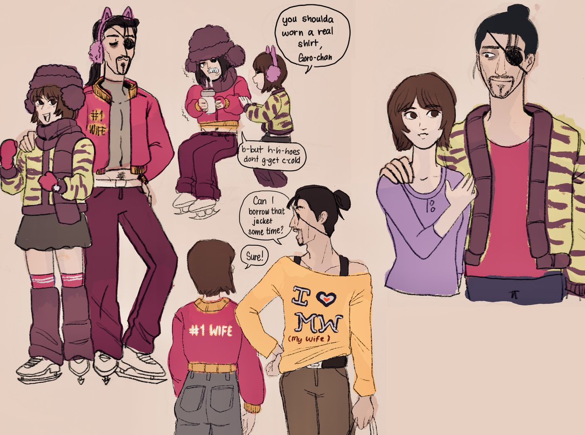 warheadhoney's tweet photo. just a quick lil color of my fave majimako doodles from this week. fashion mfs in the 80s #rGG #rgg0 #y0 #yakuza0 #majimako https://t.co/h5VJOwUPCz