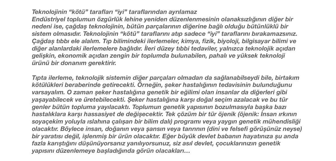 kayabelcii's tweet photo. Yaşamlarımız başka insanların verdiği kararlara bağlı. Bu kararlar üzerinde hiçbir kontrolümüz olmadığı gibi genelde karar veren kişileri bile tanımıyoruz.

Theodore Kaczynski https://t.co/yYuE2iqTBL