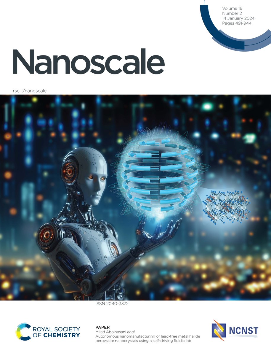 nanoscale_rsc's tweet photo. Our latest issue of Nanoscale features research from the @AbolhasaniLab @Milad_RoboChem ! Find out more about their autonomous nanomanufacturing of lead-free metal halide perovskite nanocrystals using a self-driving fluidic lab here 👇
https://t.co/OwclAllAkI https://t.co/ZIcYhYKznY