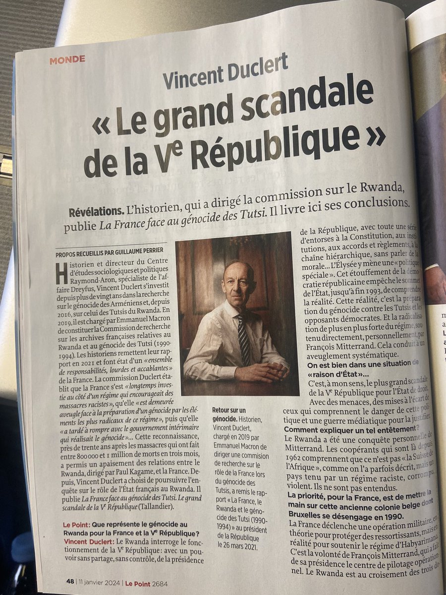 Livre événement révélé par @LePoint : « La France face au genocide des Tutsi », de Vincent Duclert, directeur du CESPRA @EHESS_fr 
La preuve que l’Etat Français a failli… et plus que cela.
L’excellence de la recherche!

Fier d’être publié chez le même éditeur @Ed_Tallandier