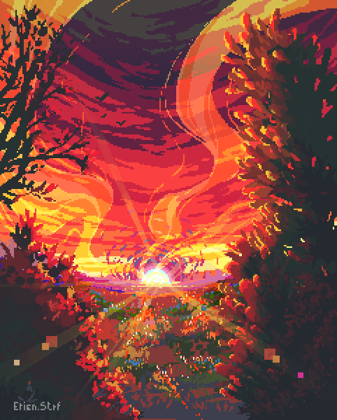 ErienStrf's tweet photo. #pixelart  #ドット絵 #sunset https://t.co/kV4VSyUCQk