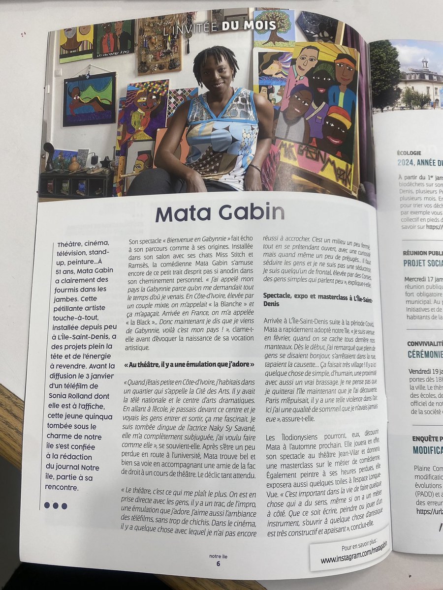 MataGabin's tweet photo. ... Dans le journal de l'île Saint-Denis...
#jaidelachance #artistes  #peinture #article
Merci Marie, Jennifer, et Benjamin... https://t.co/uMcU6SAr3i