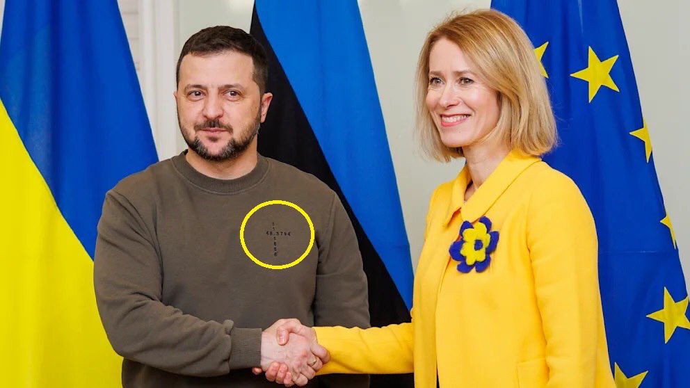 👍👍Zelensky sent a secret signal to putin, — BILD

During the meeting between the President of Ukraine and Prime Minister Kaya Kallas, Zelensky was wearing a sweater with the numbers 48.3794° and 31.1656°. BILD called it a 'hidden message' from Volodymyr Zelenskyi to Volodymyr