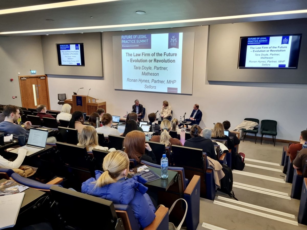 LawSocIreland's tweet photo. On day 2 of #Futurelegalpracticesummit2024, we're covering the cutting edge of #DataProtection and #AI, along with new visions of legal practice and a live recording of @TheFifthCourt1 Podcast. https://t.co/PTHWjp9nSw