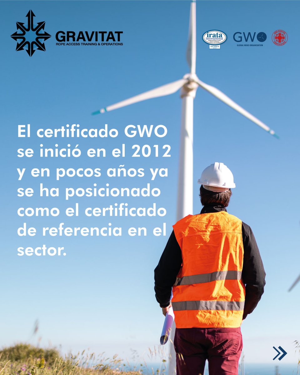gravitatSL's tweet photo. Nuestros alumnos y futuros trabajadores, al obtener la certificación GWO serán profesionales del sector de la energía eólica, y nosotros como empresa acreditada le damos el apoyo necesario.
#Gravitat #certificacionGWO #formacionesbarcelona https://t.co/gwEvLxUkJY