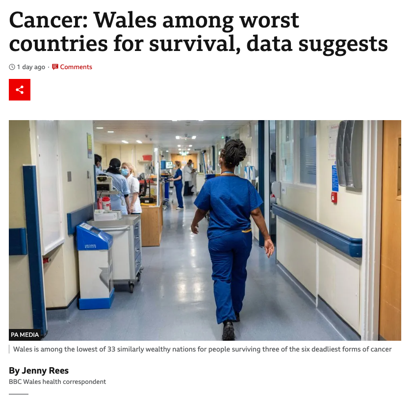 ProfKarolSikora's tweet photo. Cancer survival rates in Wales are appalling, all whilst one of the most advanced cancer facilities in the world sits empty in Newport.

Countless suffering, and state-of-the-art equipment continues to rot away...

It is insanity, just insanity - no other words for it. https://t.co/4sr6HPs069