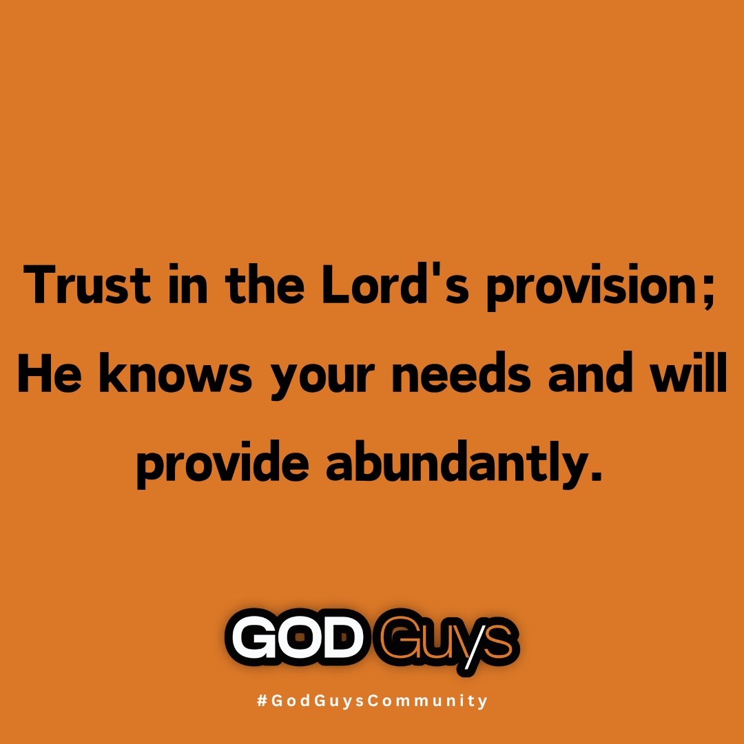 HeyGodGuys's tweet image. Philippians 4:19 - "And my God will supply every need of yours according to his riches in glory in Christ Jesus." #TrustInGodsProvision #Abundance #NeedsMet #GodGuys #GodGuysCommunity