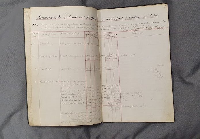 Stocktake Day 5 brings us this fascinating #Huyton UDC volume of meticulously recorded road & footpath measurements, compiled by surveyor William Wrennall in 1879. Interesting to see some of the original names of roads in the township #EYADustbusters #local #urban #History