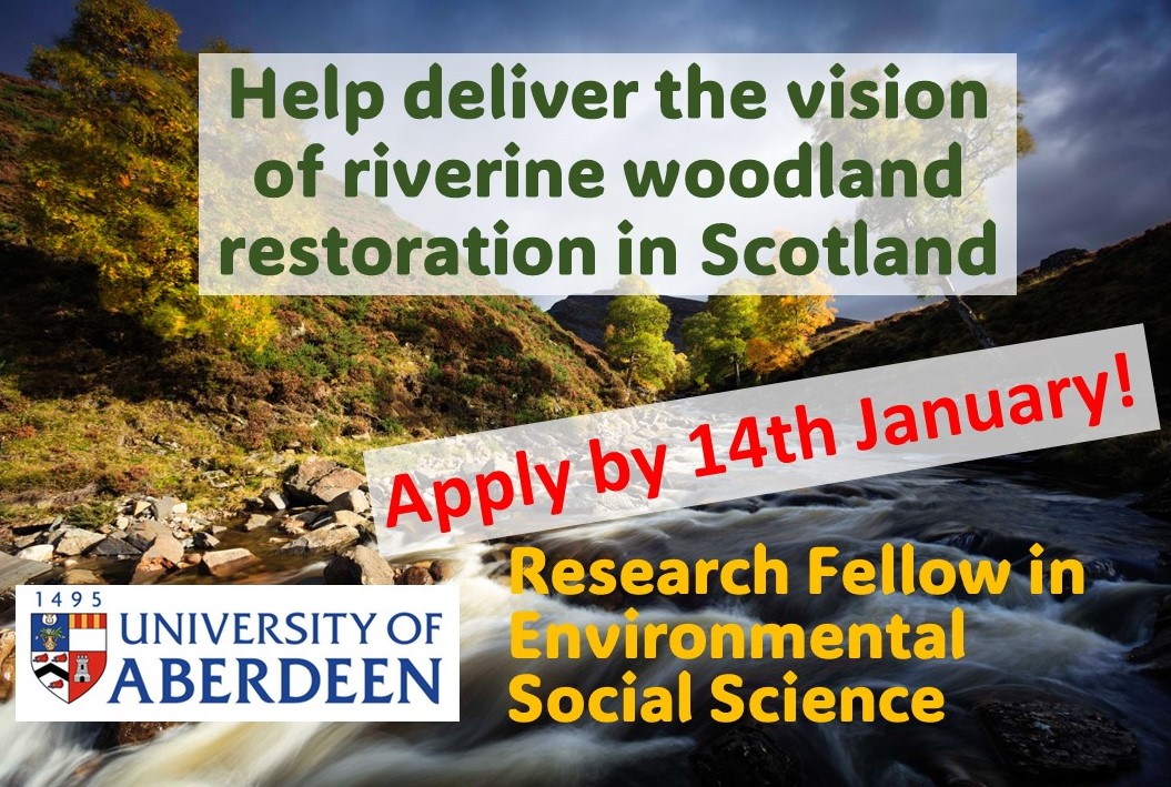 🚨🚨Last days to get your applications in for this exciting opportunity for a #ResearchFellow in Environmental Social Science @AbdnGeography with @JamesHuttonInst for woodland #restoration in Scotland. 🌳🌿 👉Applications due by 14th January: tinyurl.com/4pwptajz