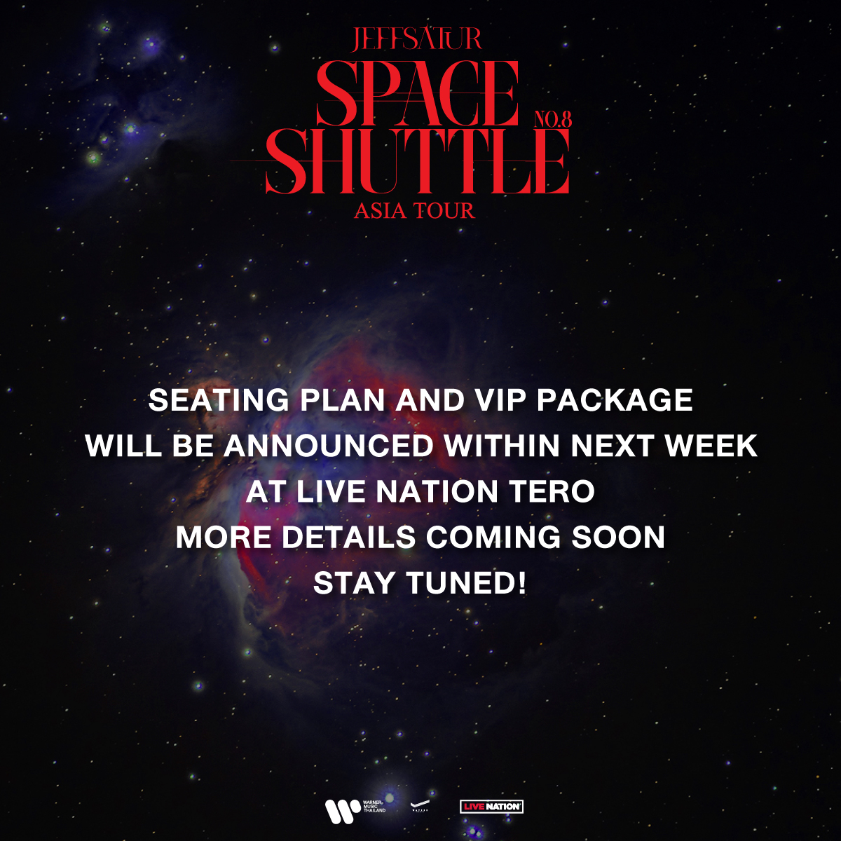 📢 More details coming soon, Stay tuned!
⁣
Jeff Satur : Space Shuttle No.8 Asia Tour (Bangkok) 🚂
✦ jeffsatur.lnk.to/SpaceShuttleNo…
⁣
#JeffSatur #JeffSaturAsiaTour #SpaceShuttleNo8
#WarnerMusicThailand #WayferRecords #LiveNationTero