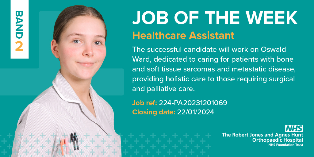 We're currently recruiting a Healthcare Assistant. For more information, visit: shorturl.at/bvBDN

The postholder will contribute to the continuity of good team spirit, supporting qualified staff in the delivery of high standards of direct patient care.