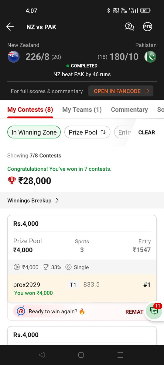 prox2929's tweet photo. New Series 💥💥

Newzealand vs Pakistan T20

Ultra fucking Clean sweep 🚀💥💥💥🤞🤪🤪

@Dream11 
@Hashtagcric82 
@ASHOKCh59987316 
@PradeepBhakar4 

#CricketTwitter                 #cricketlovers 
#dream11 #WC23  #fantasygame  
#skill  #DreamsComeTrue https://t.co/v1Xovd9Qp3