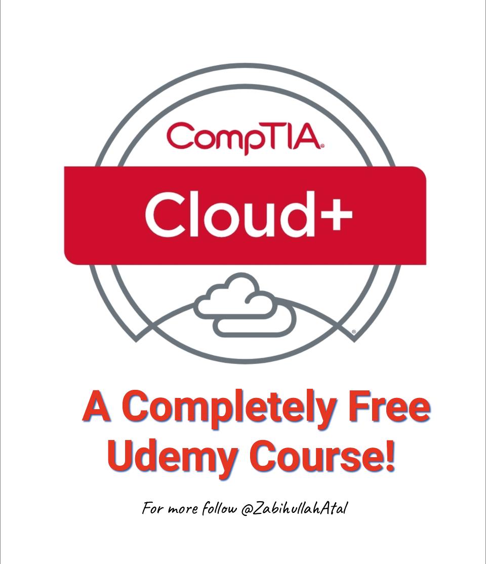 CompTIA Cloud+ FREE Master Course! 

CompTIA Cloud+ course will give you the expertise needed to deploy and automate secure cloud environments and protect mission-critical applications and data.

Coupon Code: 245FF693D98E5915C020

Course Link: 
udemy.com/course/comptia…

Don't