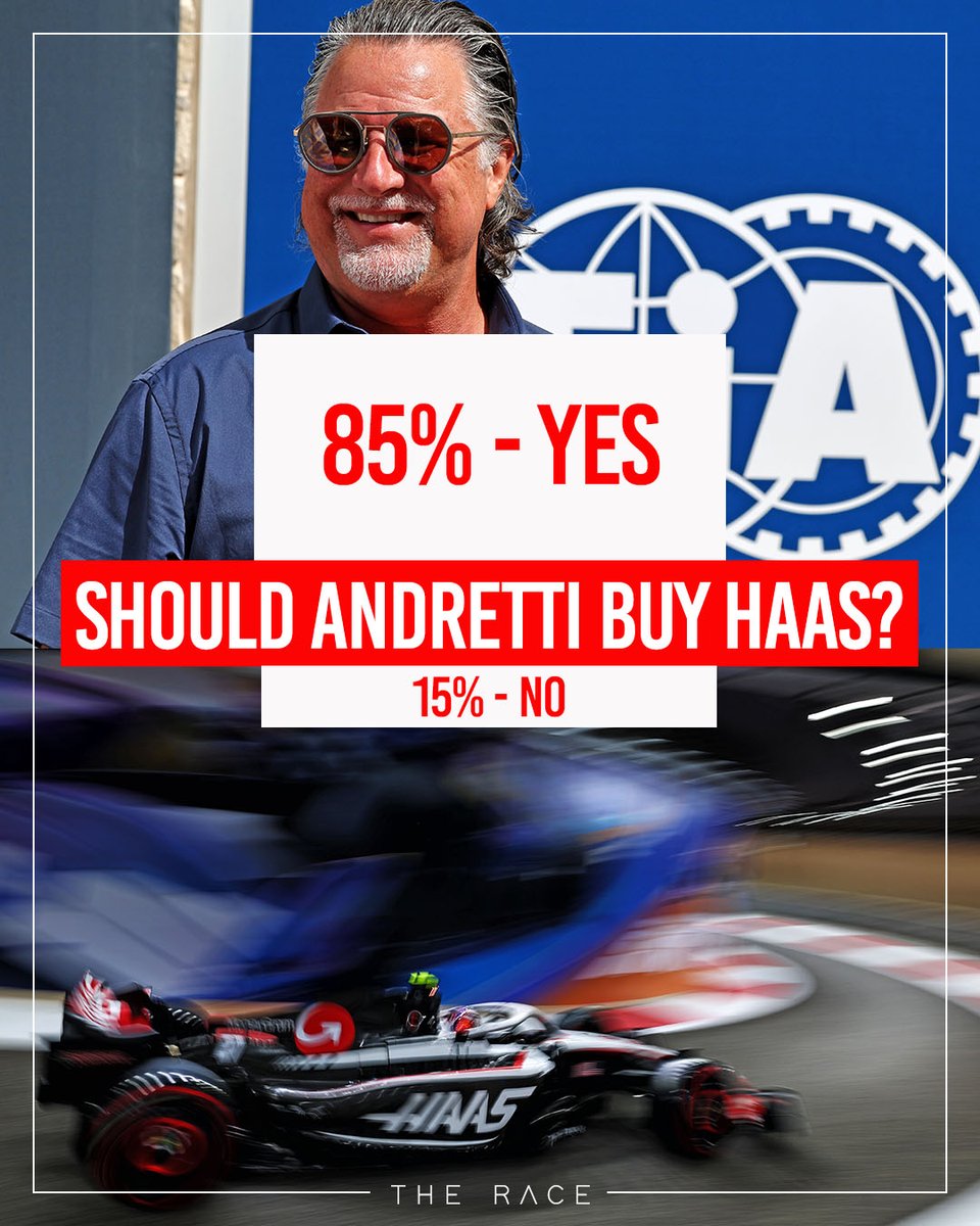 wearetherace's tweet photo. 💭 We asked our YouTube followers: 'If #F1 isn't going to let an 11th team in, would you like to see Andretti buy Haas?'

68,000 people voted... and here's what the results are: https://t.co/yHfkuANM2f