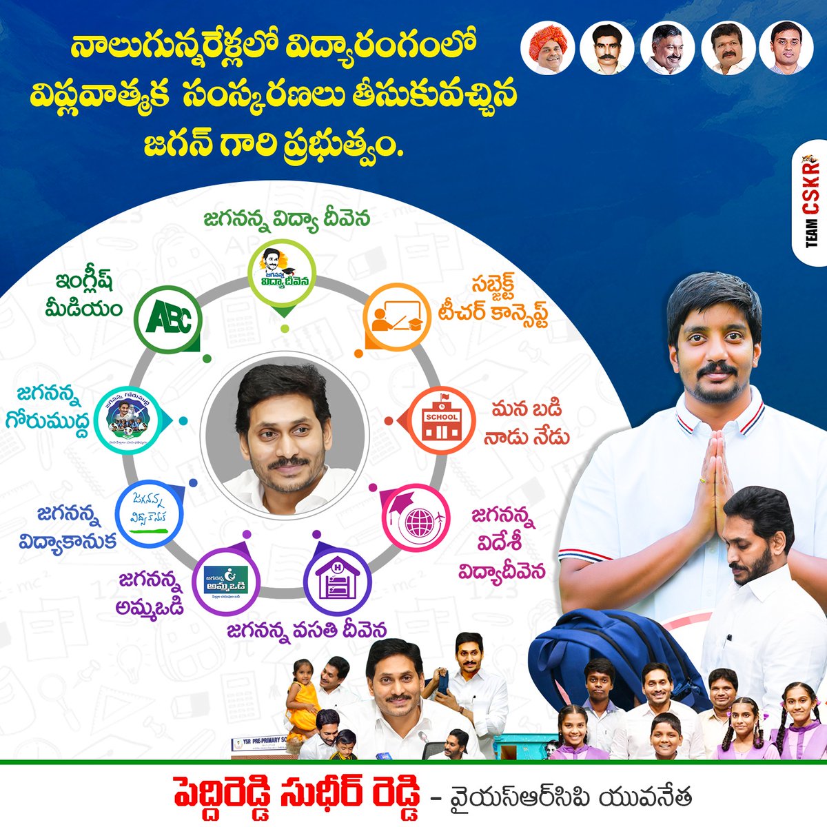PSR_YSRCP's tweet photo. నాలుగున్నరేళ్లలో విద్యారంగంలో విప్లవాత్మక సంస్కరణలు తీసుకువచ్చిన జగనన్న ప్రభుత్వం.
#APTopsInEducation
#EducationalaReformsInAP #CMYSJagan #PeddireddySudhirreddy #peddireddyramachandrareddy https://t.co/wu09uS7I5X