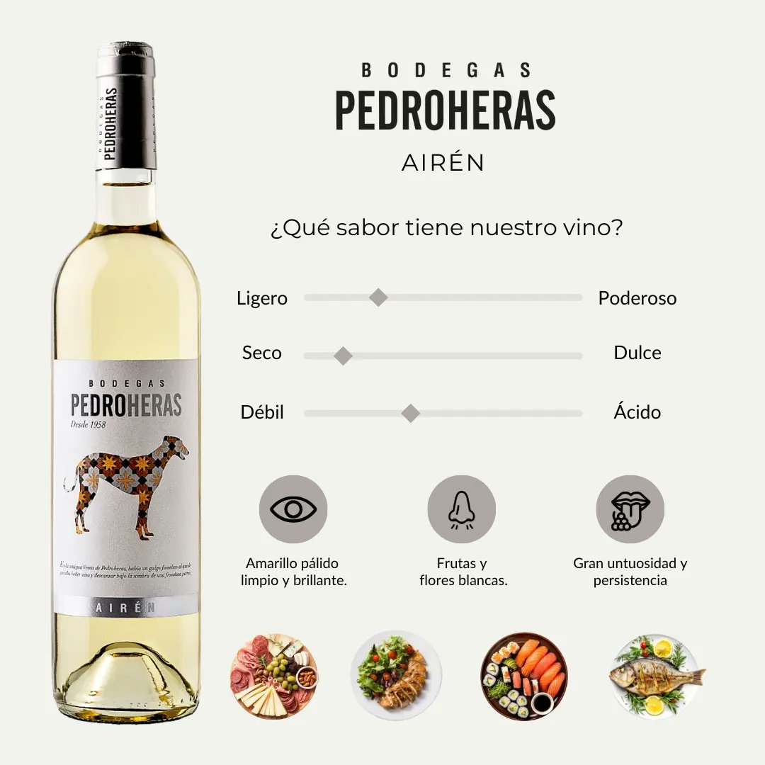 No hay mejor manera de comenzar el año que con nuestro Airén!
Elaborado con uvas autoctonas, este vino fresco es un acompañante perfecto para compartir en cualquier ocasión.
#airen #vinosdeespaña #wine #wineofspain #vinoblanco #whitewine #freshwine  #vinosdelamancha #vinofrutal