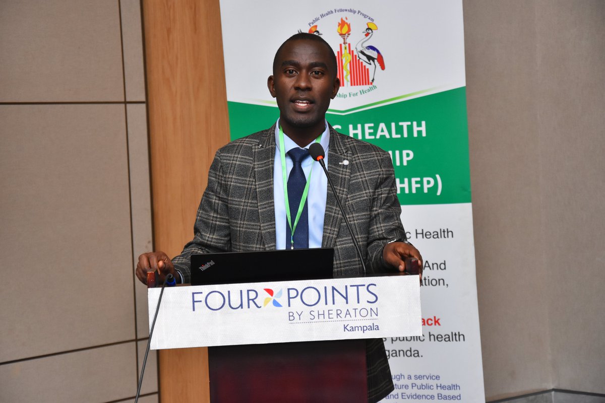 MakSPH's tweet photo. Dr. Thomas Kiggundu attached to Directorate of Public Health &amp; Env't, @KCCAUG where he participated in routine supervision of health facilities in Kampala city, contributed to 2022 Ebola outbreak response, in case finding and active surveillance. #PHFPCohort2022Graduation https://t.co/AHWayzXOe9