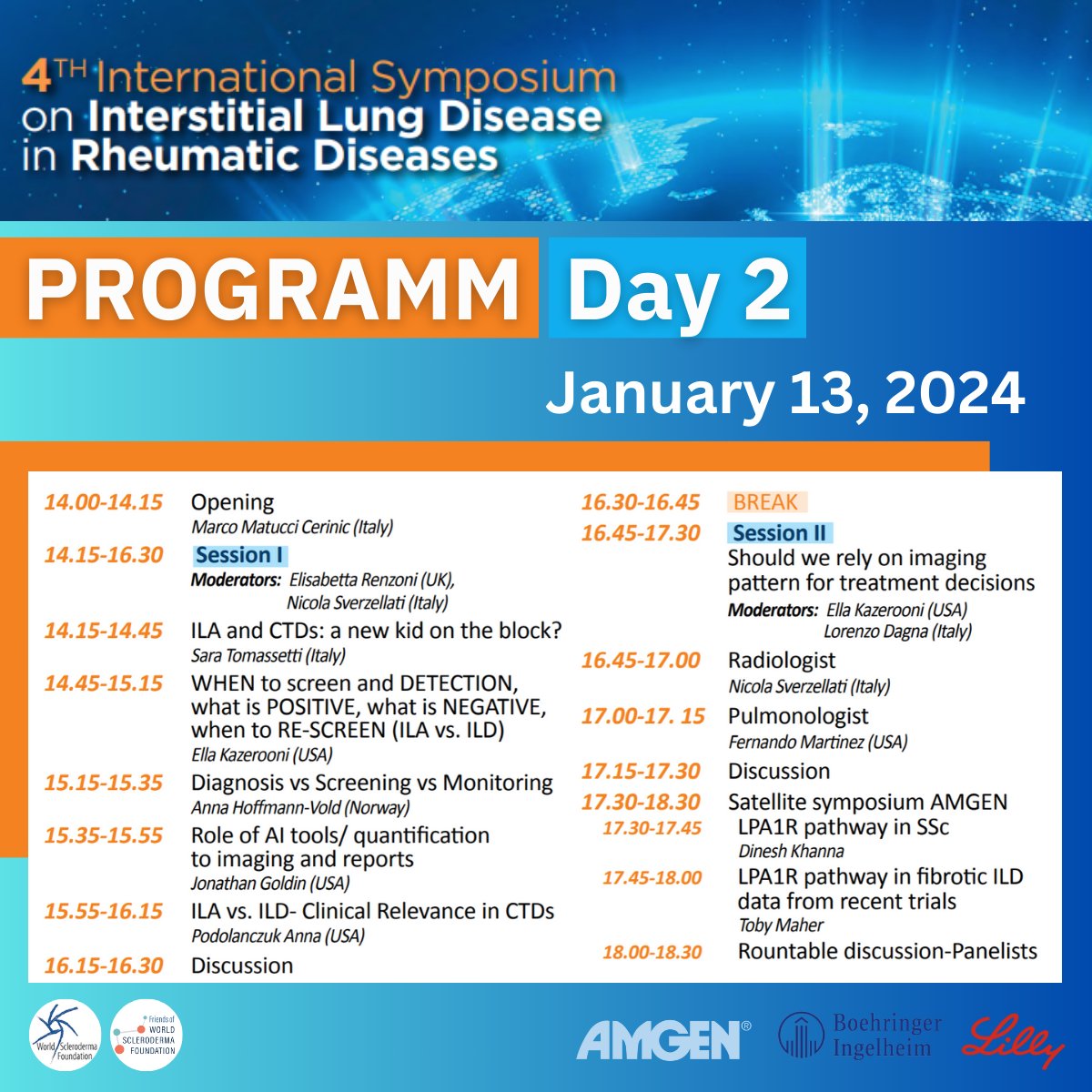 🌟🚀 Day 2 Highlights Revealed! 📅🎙️After an incredible Day 1 filled with insightful discussions led by our esteemed moderators and speakers, prepare for another day of knowledge🌐Take a look at the program for day 2 @sclerodermaUM @TobyMMaher @hoffmann_vold @lorenzodagna